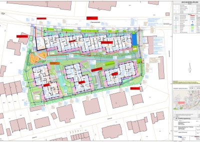 Wohnanlage: Chiemseestraße 25  Genehmigungsplanung Schmutzwasserkanal und Oberflächenentwässerung